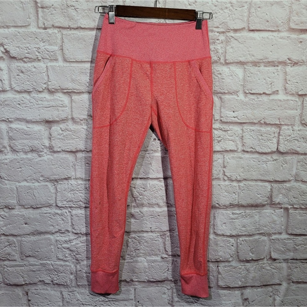 Zella Heathered Coral Pink Mid Rise Jogger Leggings